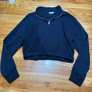 Garage navy blue cropped quarter zip
